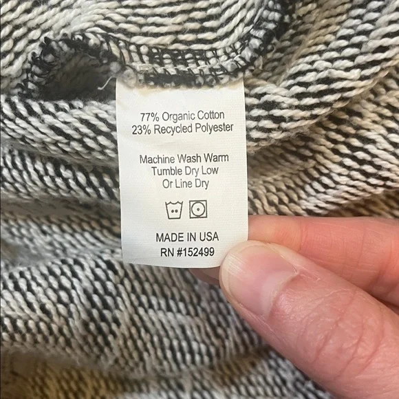 Amour Vert Herringbone Mini Sweater Dress Black Cream Small Like New 3/4 Sleeve - Picture 10 of 11